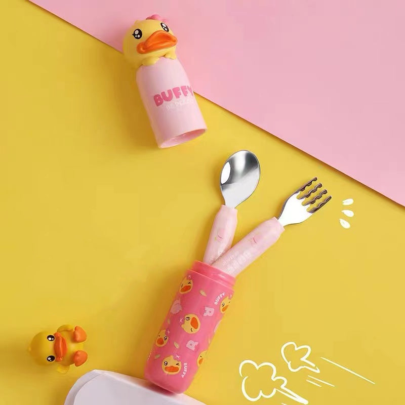 B.Duck Children and Kids Training Cutlery Set