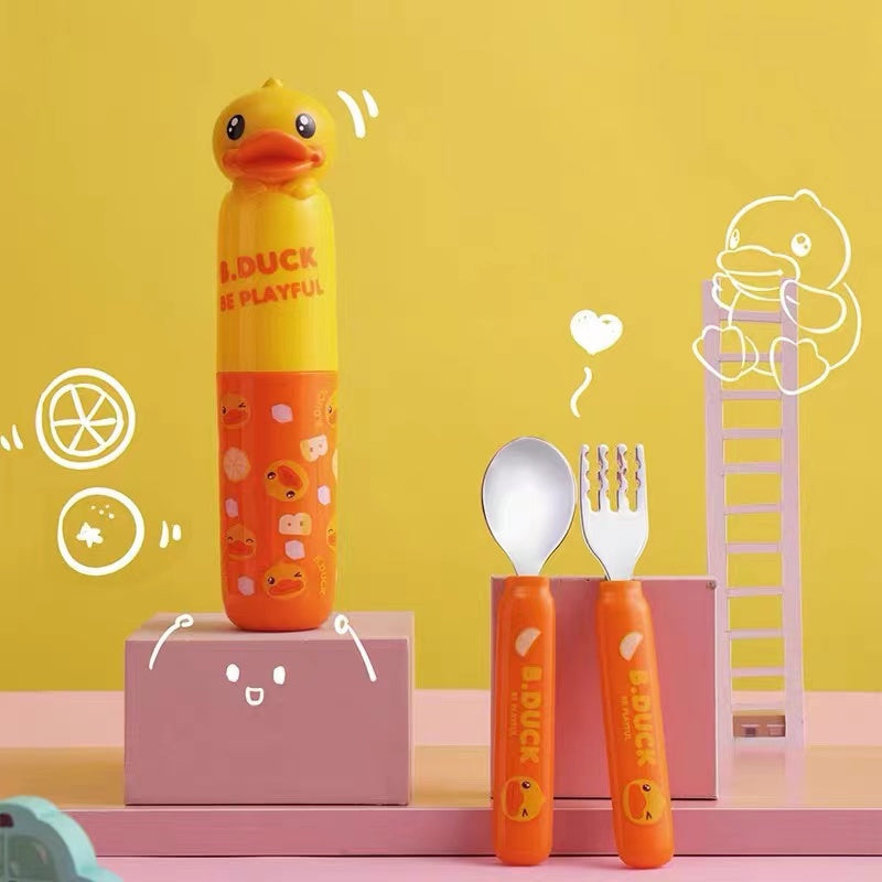 B.Duck Children and Kids Training Cutlery Set