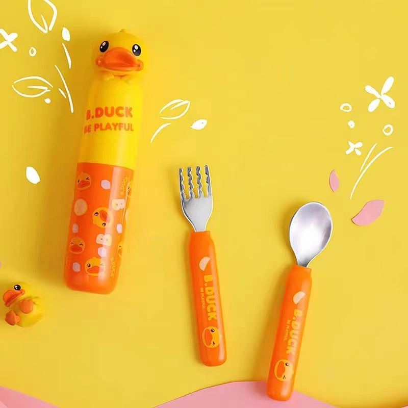 B.Duck Children and Kids Training Cutlery Set