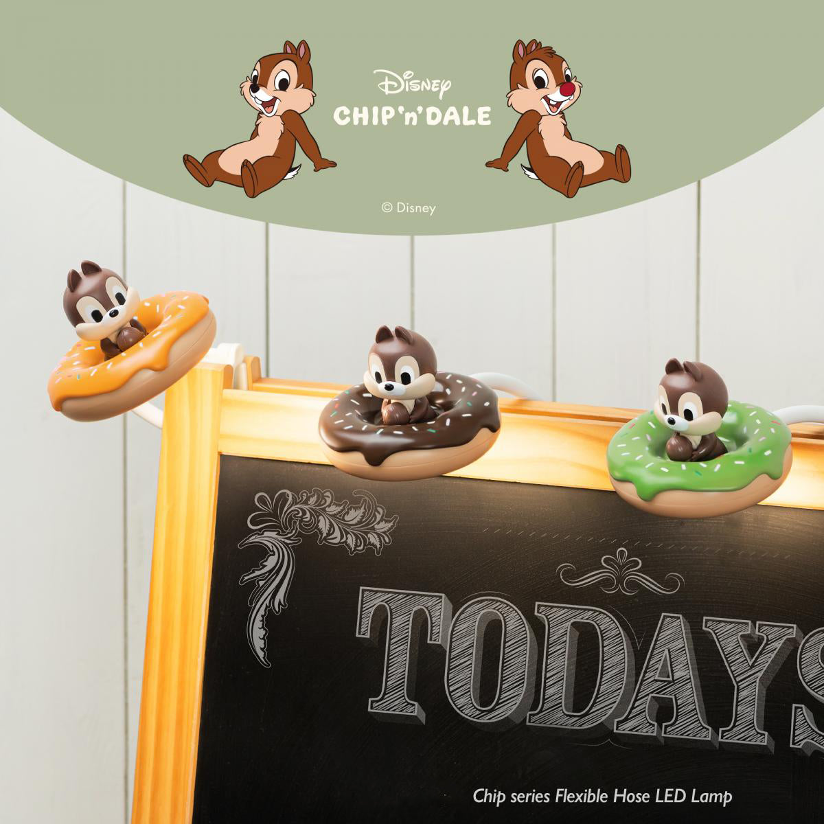 Disney Chip 'n' Dale Matcha Doughnut USB Rechargeable LED Light
