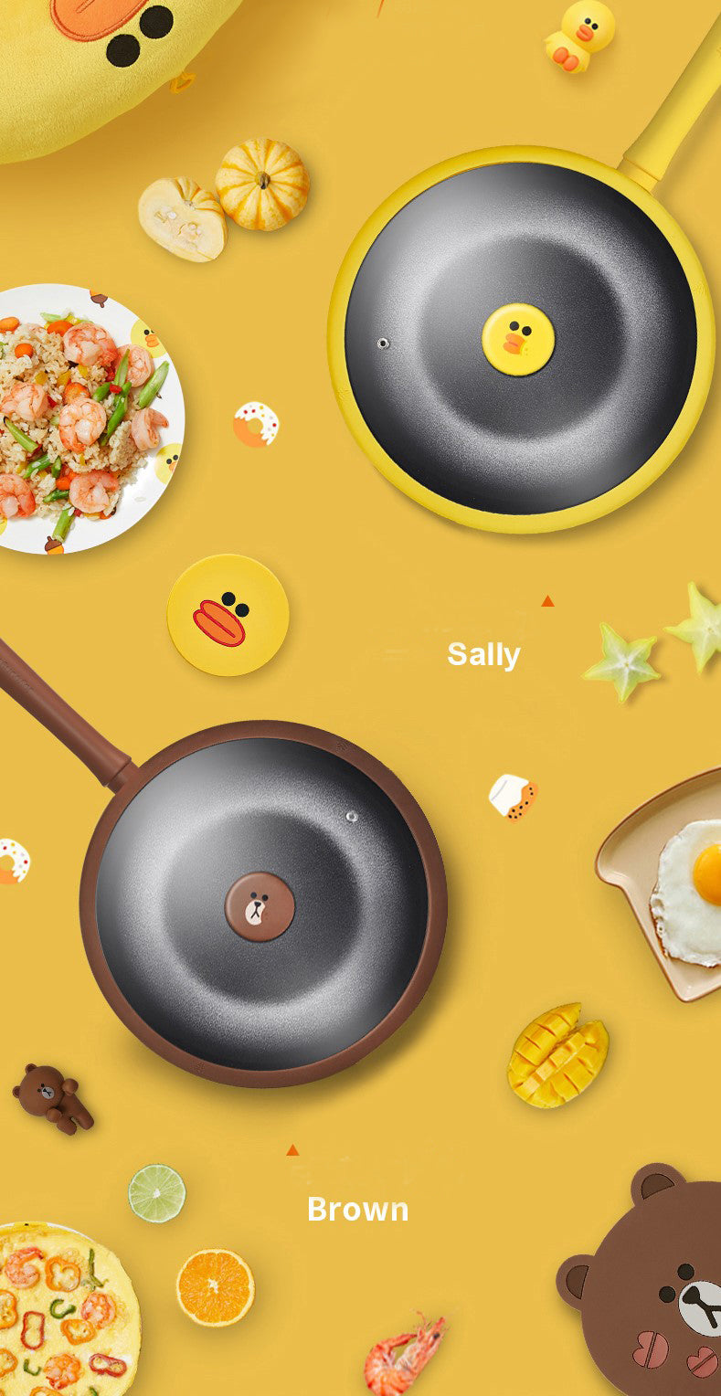 Joyoung Line Friends Non-Stick Wok With Long Handle Design