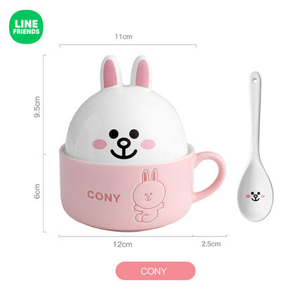 Line Friends Ceramic Breakfast Mug With Spoon - Cony
