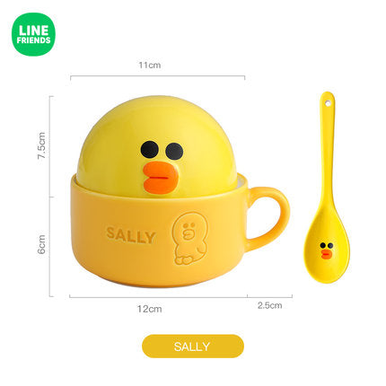 Line Friends Ceramic Breakfast Mug With Spoon - Sally