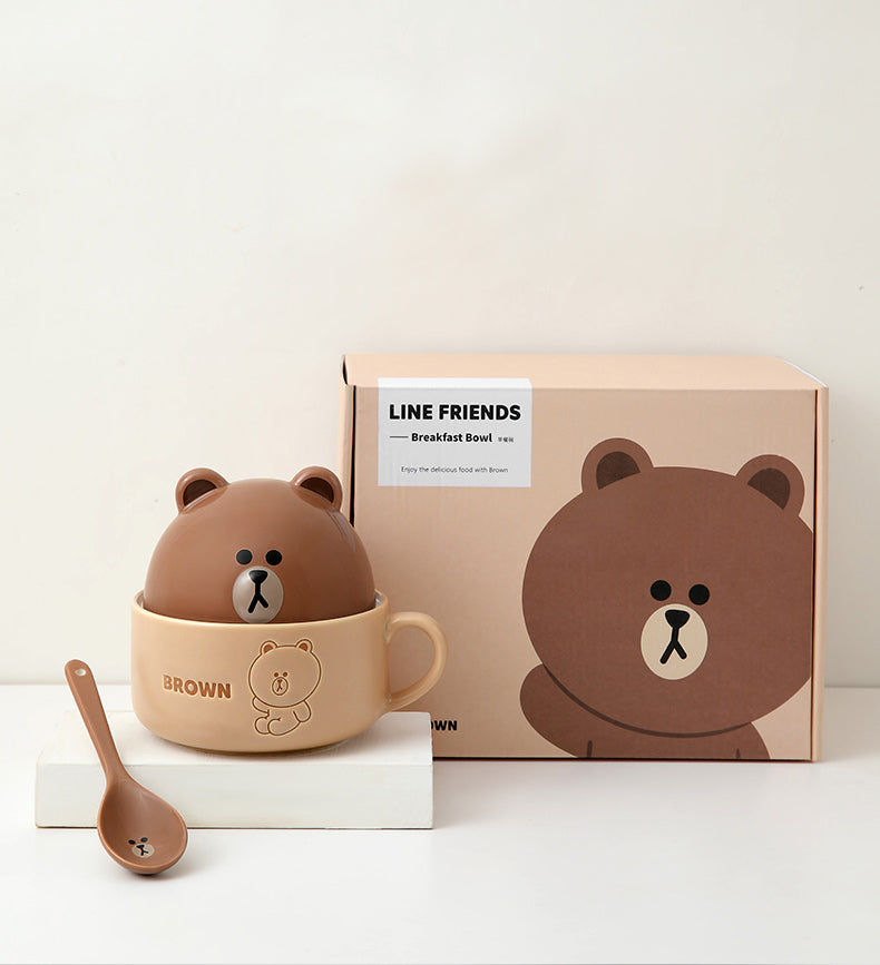 Line Friends Ceramic Breakfast Mug With Spoon