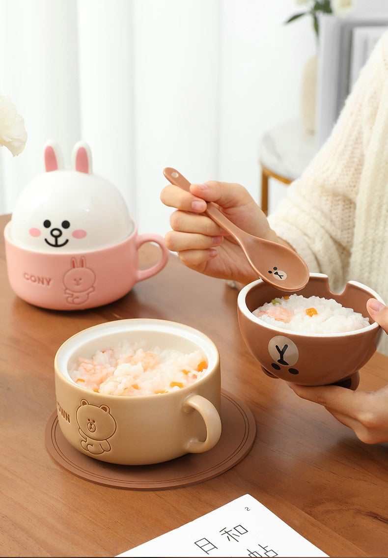 Line Friends Ceramic Breakfast Mug With Spoon