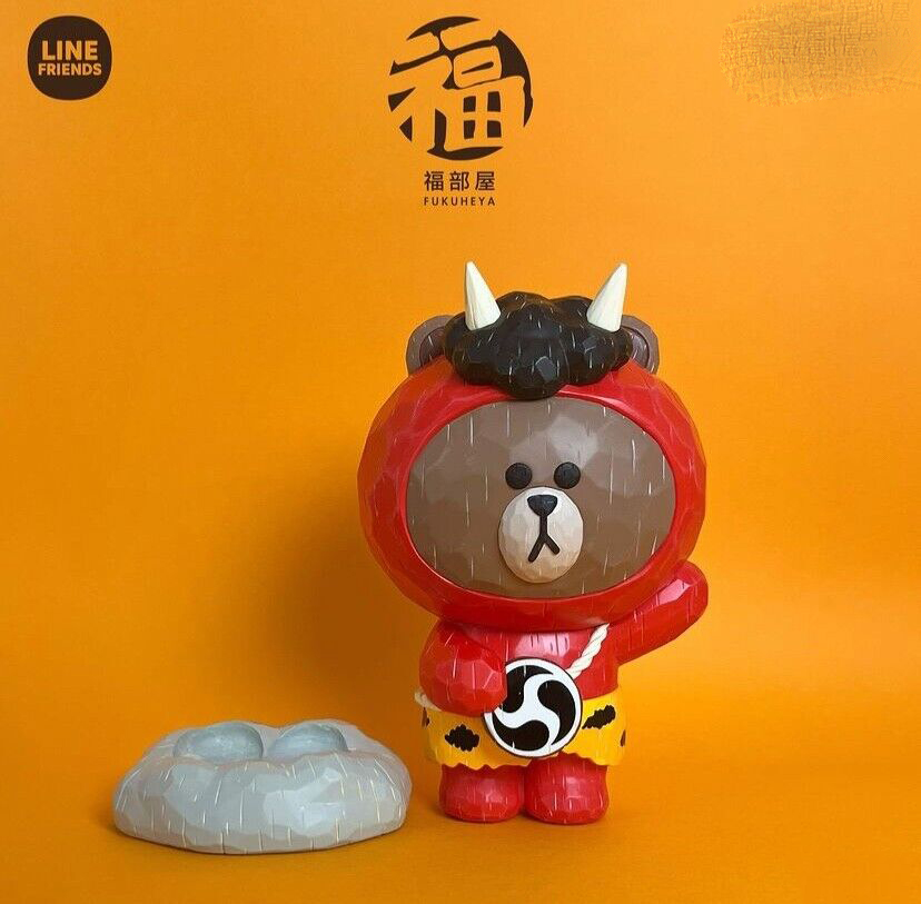 Line Friends Fukuheya Raijin Brown Figure 18.4cm