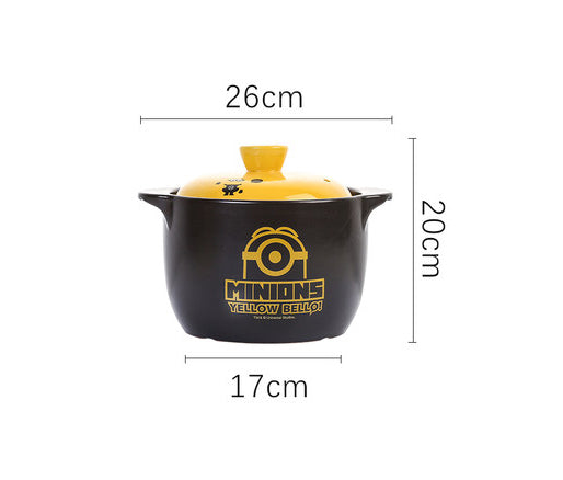 Minion Heat-Resistant Casserole with Lid dimensions sheet, Black 3.1 L, 26 x 20 cm