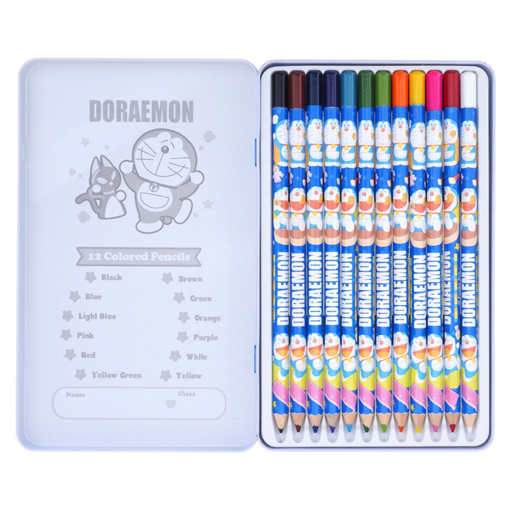 Doraemon 12 Coloured Pencils In Tin Box