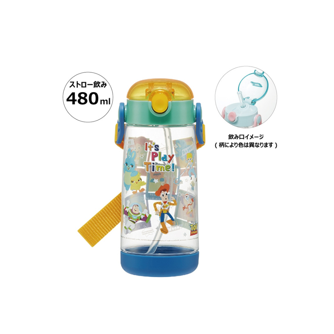 Skater Disney Toy Story Transparent Bottle with Straw 480ml