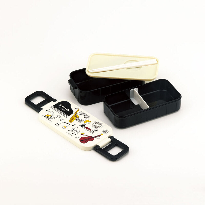 Skater Peanuts Snoopy 2 Tier Black Bento Lunch Box 600ml