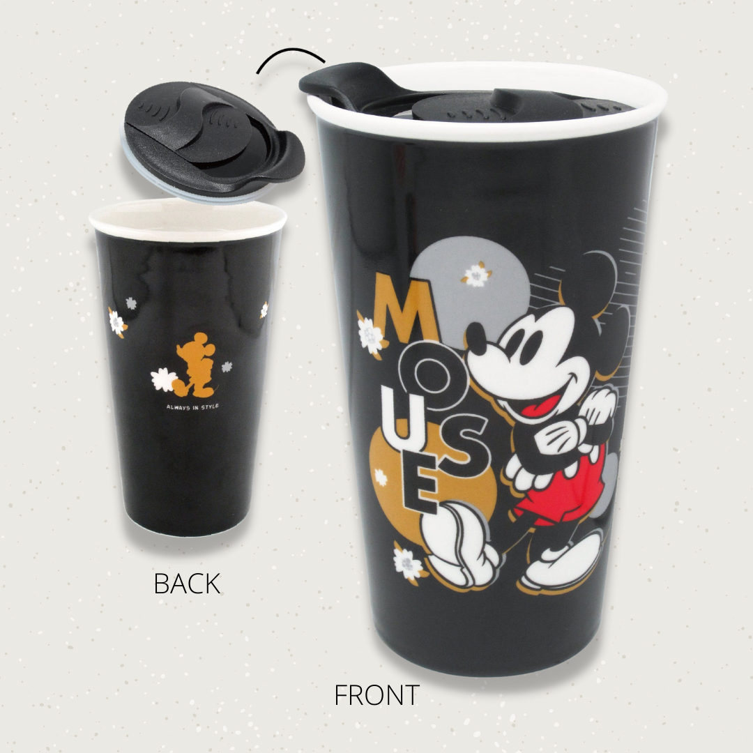 Disney Mickey Mouse Double Wall Ceramic Mug with Lid 300ml