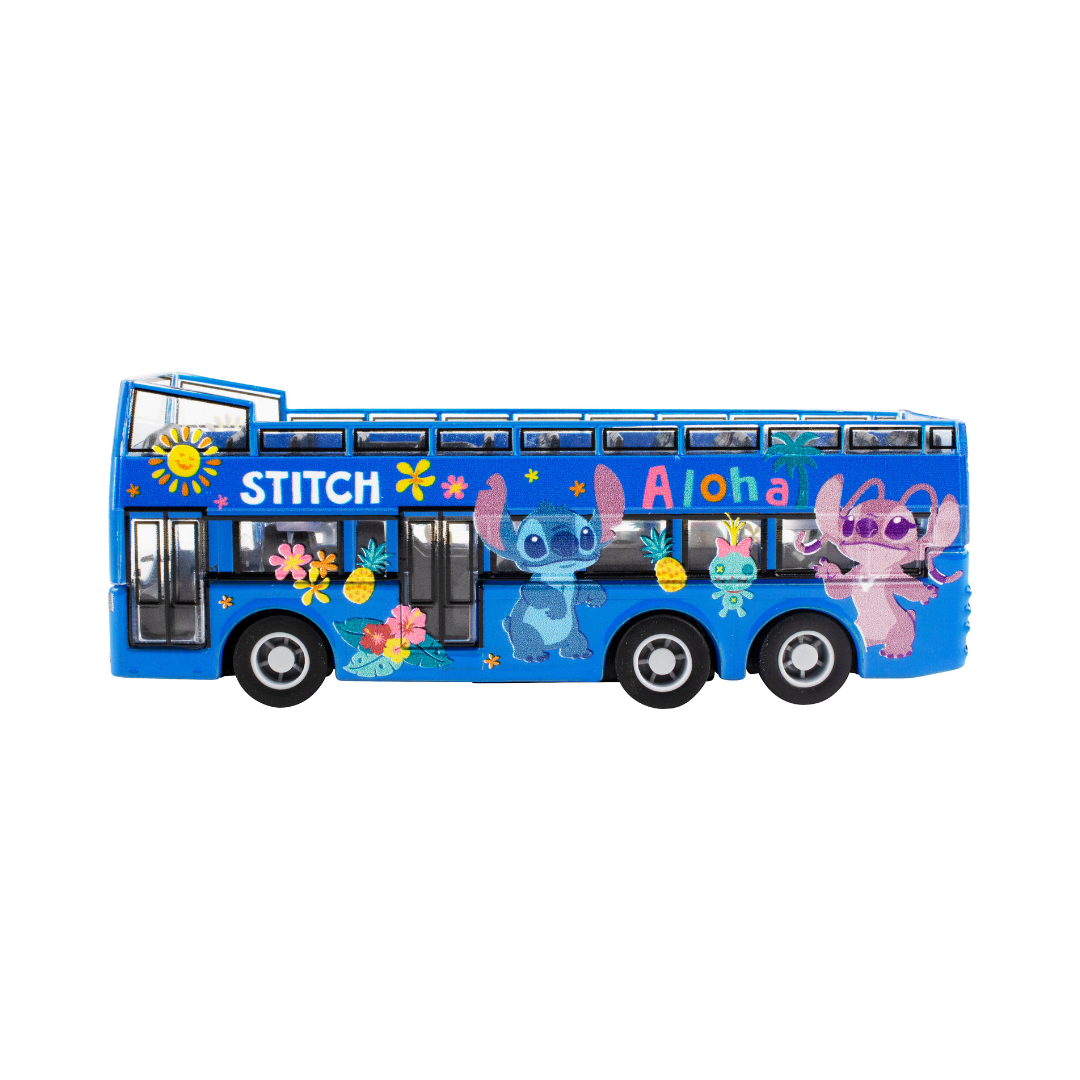 Disney Stitch Mini Mechanical Car Toy Double-Decker Bus