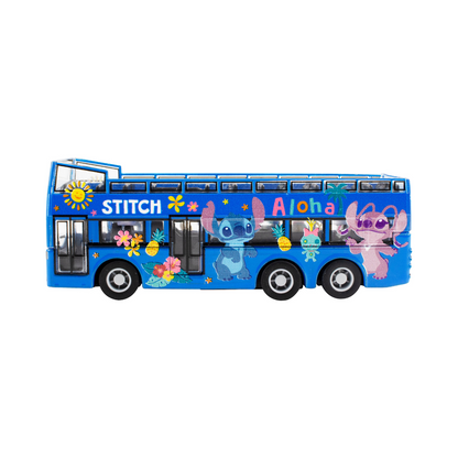 Disney Stitch Mini Mechanical Car Toy Double-Decker Bus
