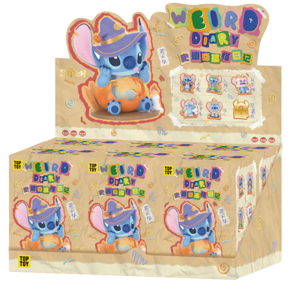 Box of 'Weird Diary' rubber toys with cartoon character on a white background
