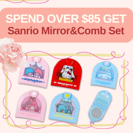FREE Sanrio Face Mirror & Comb Set With Case