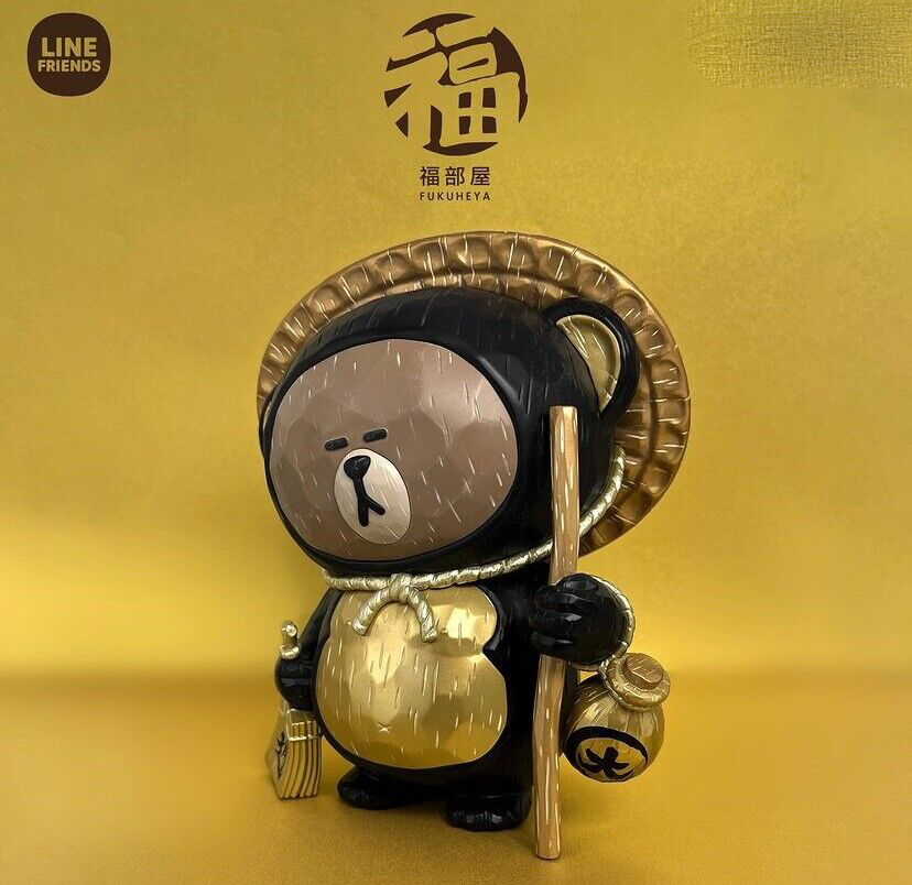 Line Friends Fukuheya Tanuki Brown Figure 19cm