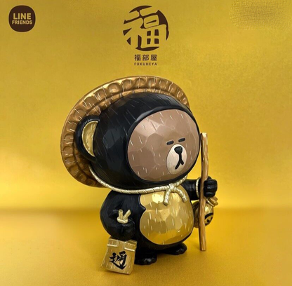 Line Friends Fukuheya Tanuki Brown Figure 19cm