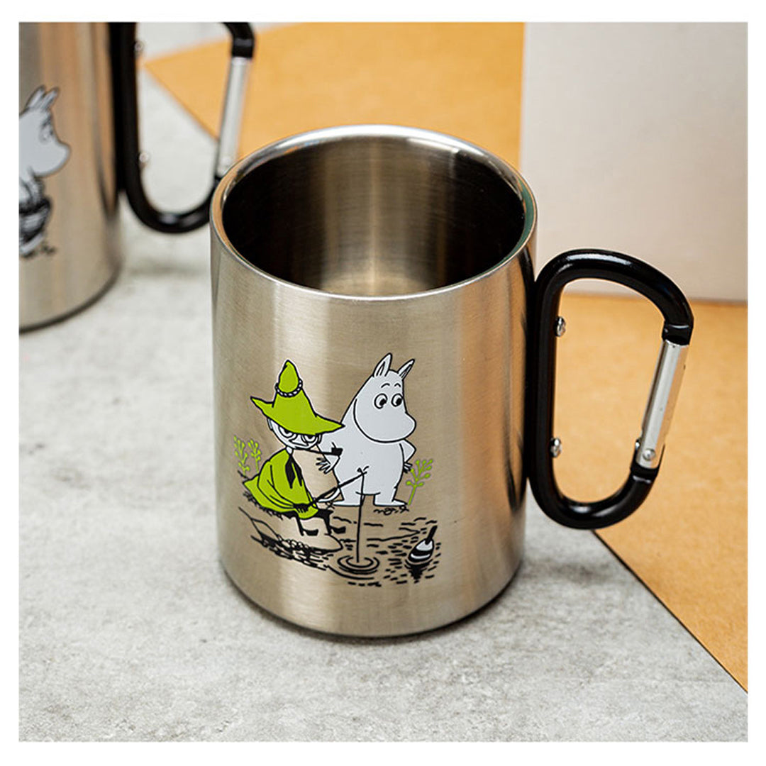 Moomin Character Stainless Steel Double Structure Mug with carbiner - Camping and Fishing