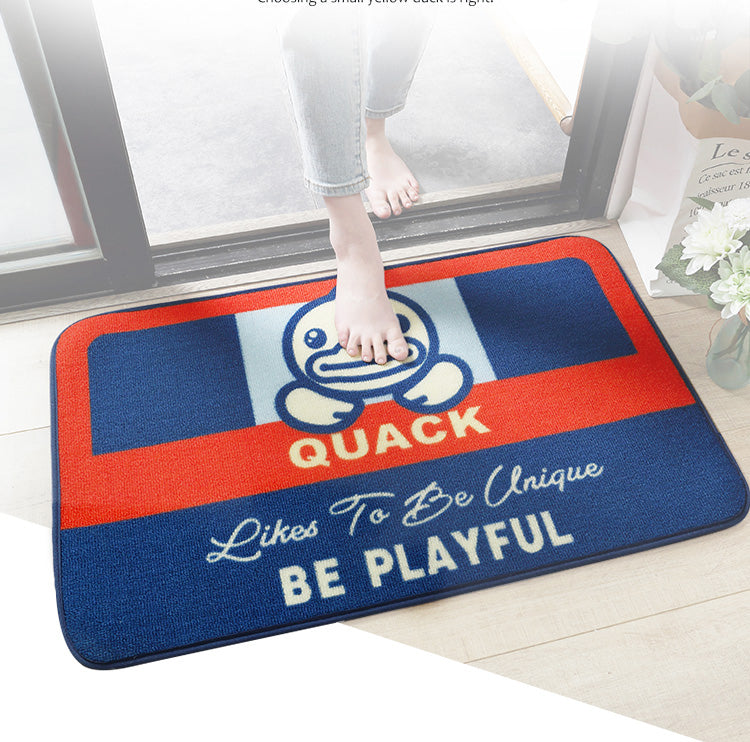 B.Duck Cartoon Blue Red Living Room Mat "Be Playful"