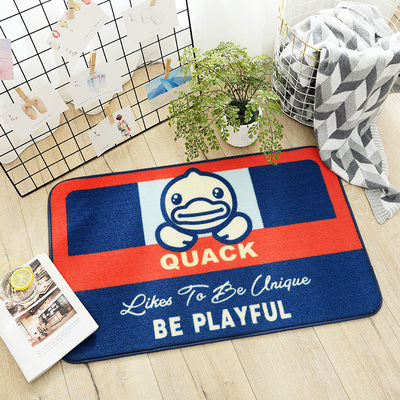 B.Duck Cartoon Blue Red Living Room Mat "Be Playful"