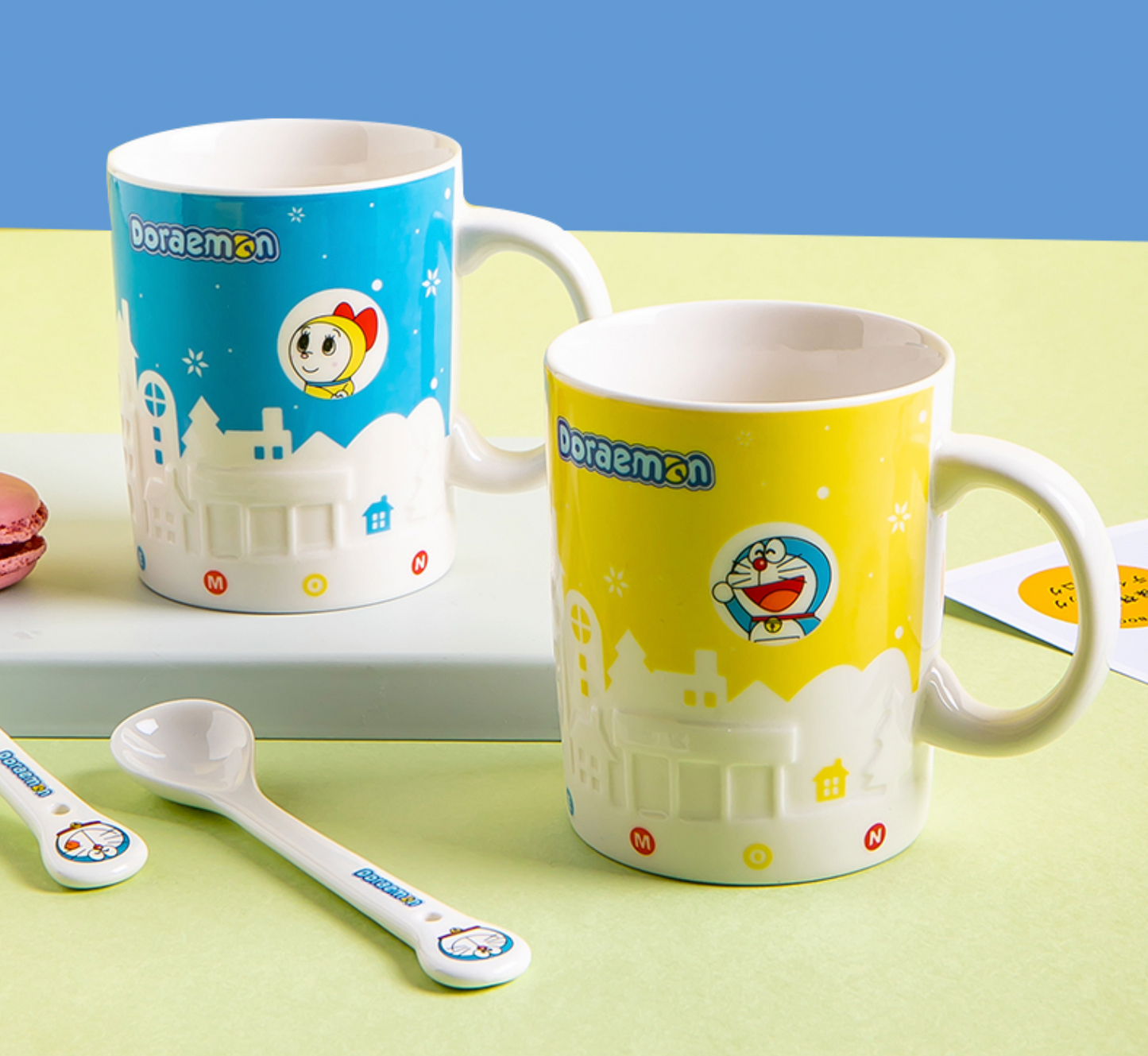 Doraemon Embossed Texture Ceramic Mug