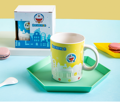 Doraemon Embossed Texture Ceramic Mug