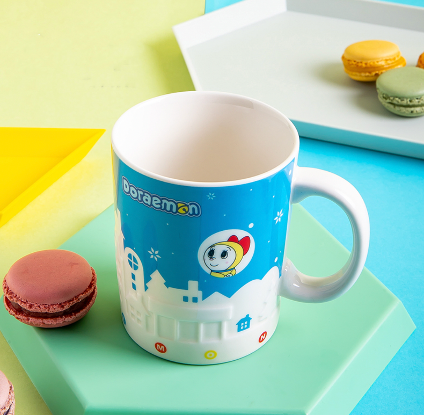 Doraemon Embossed Texture Ceramic Mug