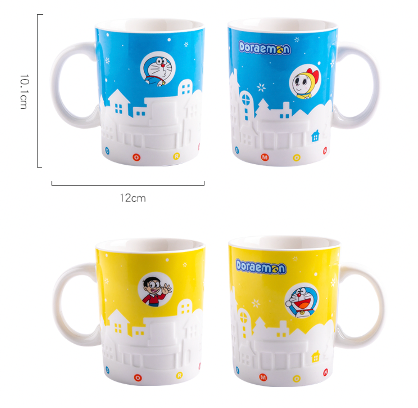 Doraemon Embossed Texture Ceramic Mug