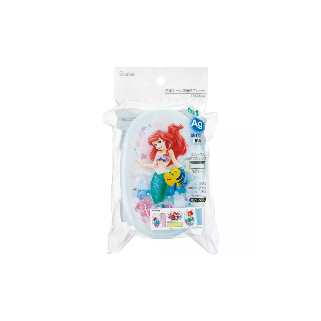 Skater Disney Princess The Mermaid Ariel Bento Lunch Box 3pcs