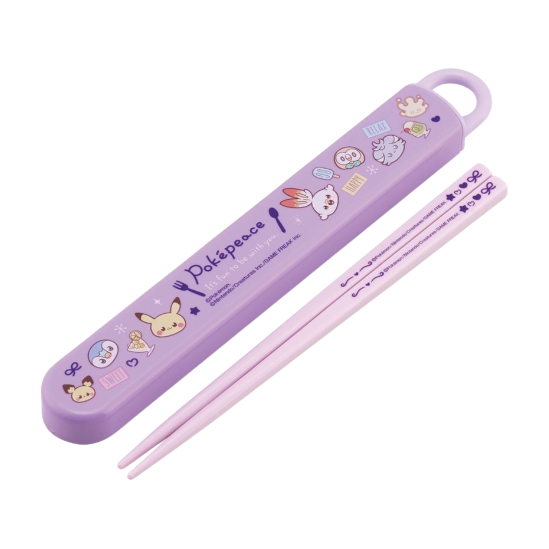 Skater Pokémon Purple Chopsticks Box Case Set