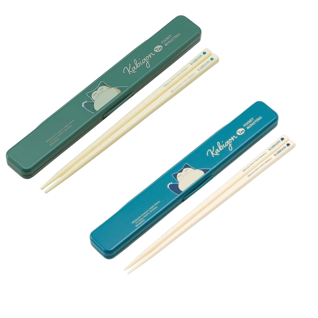 Skater Pokemon Snorlax Children Chopsticks Box Case Set