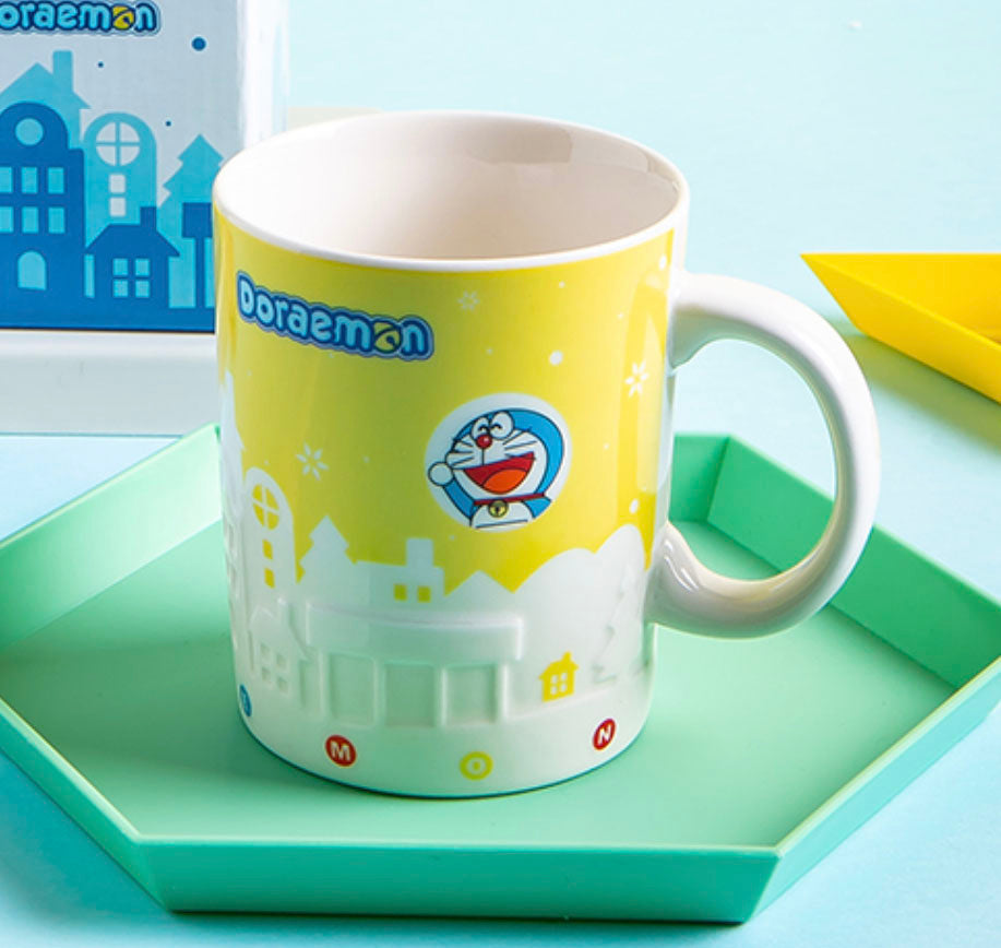 Doraemon Embossed Texture Ceramic Mug