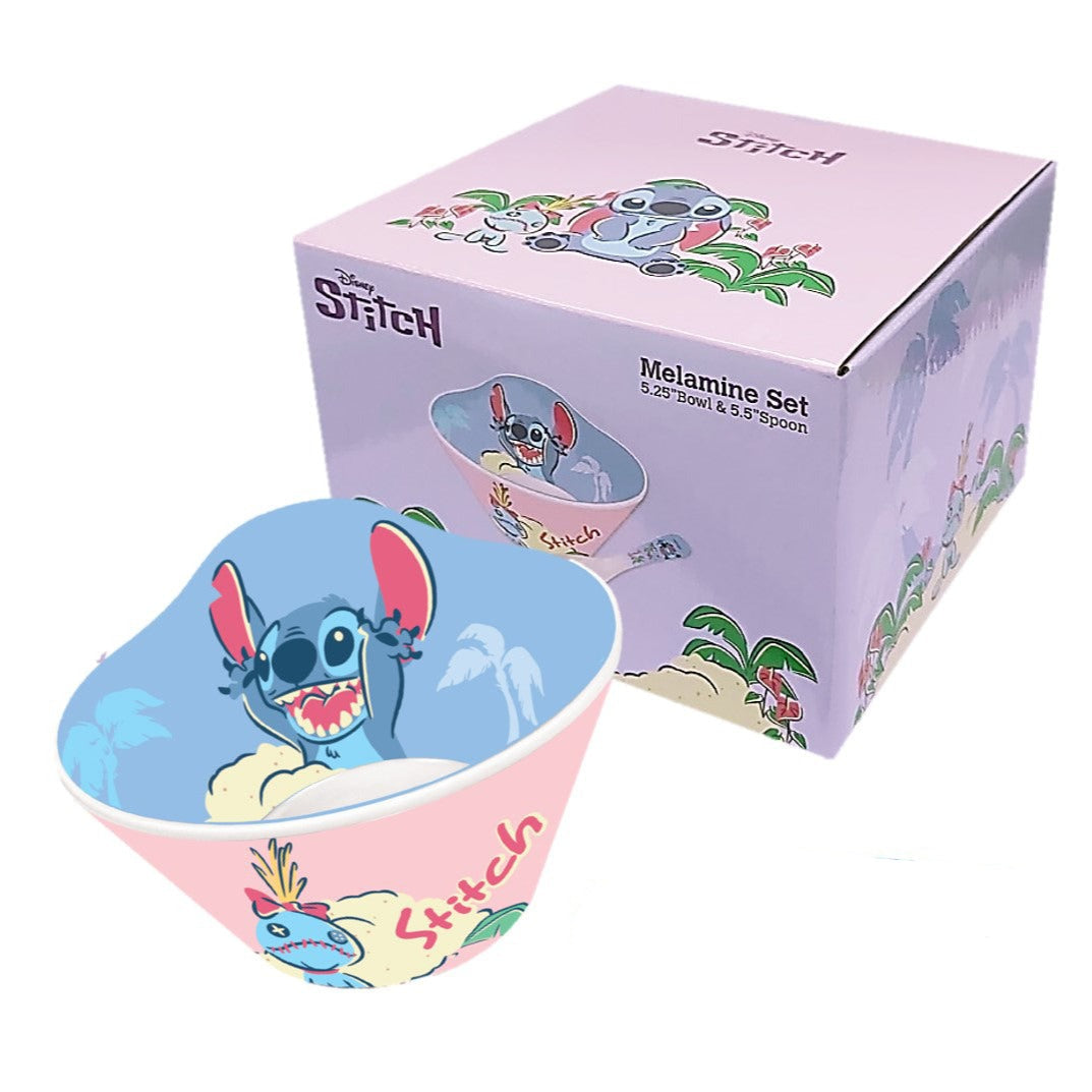 Disney Stitch Melamine Bowl with Spoon Set