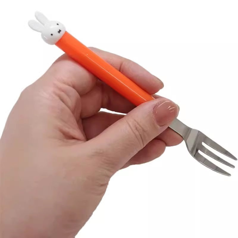 Kanesho Miffy Mascot Orange Handle Stainless Steel Fork 15cm