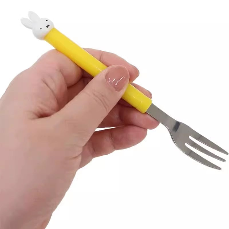 Kanesho Miffy Mascot Yellow Handle Stainless Steel Fork 15cm