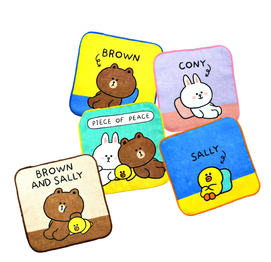 Line Friends Brown and Friends Cute Cotton Mini Towel Set of 5