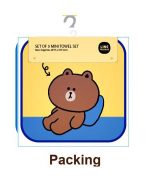 Line Friends Brown and Friends Cute Cotton Mini Towel Set of 5