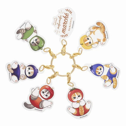 Mofusand Marche Cats in Fruit & Veggie Costumes Acrylic Keychain Set of 7 - Twinkle Glory