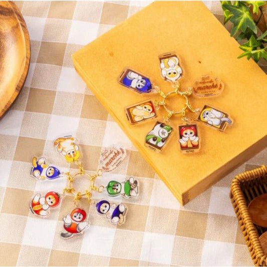 Mofusand Marche Cats in Fruit & Veggie Costumes Acrylic Keychain Set of 7 - Twinkle Glory