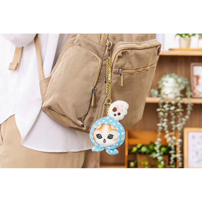 Mofusand Polka Dot Scarf Cat Face & Paw Charm Keychain - Twinkle Glory
