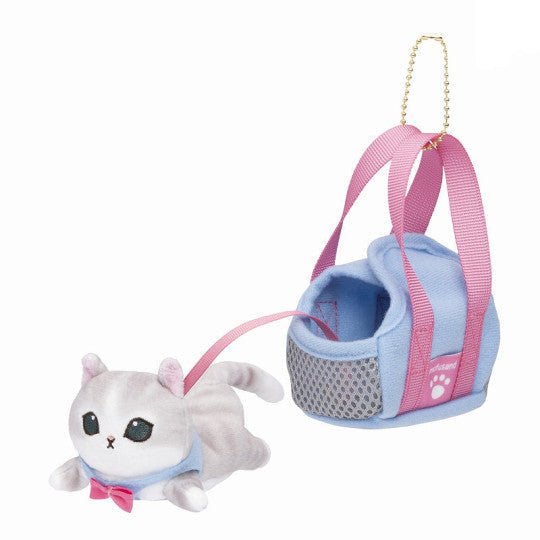 Mofusand Walking Grey and Blue Cat with Carrier Plush Keychain - Twinkle Glory