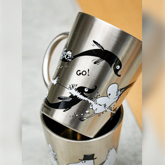 Moomin Character Stainless Steel Double Structure Mug - Swimming