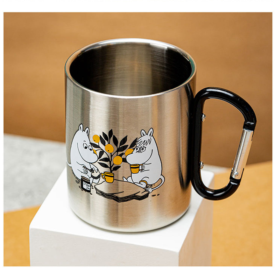 Moomin Character Stainless Steel Double Structure Mug with carbiner - Moomin and Snork