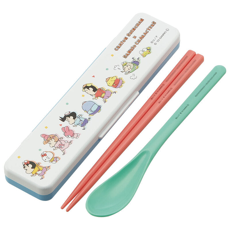 Skater Crayon Shinchan x Sanrio Chopstick and Spoon Set